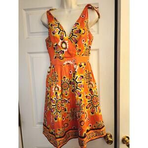 Trina Turk Women's 100% Silk Dress- Orange floral- US Size 4